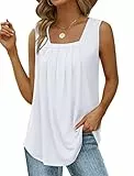Aokosor Tank Tops Damen Sommer Ärmellose T Shirts Lockere Elegant Oberteile Square Basic Top Weiß M