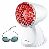 Beurer IL 11 Infrarotlampe mit Schutzgitter, Medizinprodukt mit wohltuender Wärme zur Anwendung bei Erkältung und Muskelverspannung, 5 Neigungsstufen, inklusive Schutzbrille, Weiß