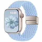 Higgs Geflochtenes Armband Kompatibel mit Apple Watch Armband 40mm 41mm 42mm 38mm Damen Herren, Magnetisch Verschluss Elastisch Stoff Sport Nylon Armbänder für iWatch SE Series 10 9 8 7 6 5 4 3 2 1