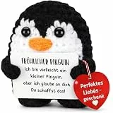 VELENTI® Positiver Pinguin Positives Geschenk, Ich Liebe Dich Geschenk,Glücksbringer, Mutmacher Gute Besserung & Aufmunterung für Freunde, Familie & Partner Einschulung Geschenks