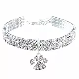 RayMinsino Haustierhalsband mit Diamanten, verstellbares Kristall-Diamant-elastisches Herz-Klauen-Anhänger-Hochzeits-Halsketten-Schmuck für Katzen und Hunde, kleine Haustiere