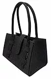 Tebewo Handtasche, Shopping Bag aus Filz, verschließbare Einkaufs-Tasche mit Henkel, Einkaufskorb, faltbare, vielseitige Tragetasche (dunkelgrau)