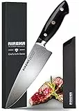 AIRENA Kochmesser, 8' Profi Küchenmesser, Full Tang Japanischer Stil Fleischmesser Allzweckmesser aus hochwertigem Carbon Edelstahl, Extra Scharfe Messer mit Holzgriff Ergonomischer Griff