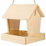 Futterstation für Holz - Automatische Futterstation mit hängendem und regenfestem Tablett, langlebige Wildtierbeobachtung aus Naturholz | Hof Garten Balkon Terrasse