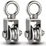 Umlenkrolle Stahlseil 2er Set mit 2 Kugellager, Edelstahl 304, 500kg, für umlenkrolle stahlseil, seilrolle, seilzug, handseilwinde, flaschenzug, kompatibel mit seilwinde