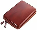 TROIKA Organizer Etui mit Reißverschluss Brown TRAVEL CASE – 3 Innenfächer – 6 Elastikband-Schlaufen – Trennwand (innen) – Kunstleder, Samt – braun, schwarz