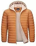 MAGCOMSEN Herren Gefütterte Winterparka Winddicht Daunenjacke Outdoor Fleecejacke Männer Wasserdicht Wasserabweisende Skijacke Wandern Camping Jacke Verdickt Wanderjacke Braun L