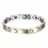 JewelryWe Schmuck Wolframcarbid Gesundheit Magnet Armband für Herren Damen Magnetarmband Armreif Link Armkette Geschenke für Männer Gold Silber