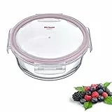 Westmark Glas-Frischhaltedose, Rund, Füllvolumen: 400 ml, Mikrowellen- und ofenfest, Glas/Silikon/Kunststoff, Transparent/Rot, 233222E1