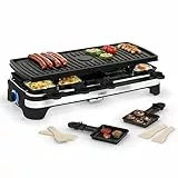 Princess Multifunktions-Raclette XXL 162650 – Grill und Raclette einstellbarer Thermostat 49 x 21 cm Grillfläche Antihaftbeschichtung 1500 Watt Für bis zu 10 Personen, Schwarz