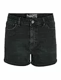 Noisy may Damen Jeansshorts mit Knopfverschluss und umgeschlagenem Saum, Farben:Schwarz, Größe:L
