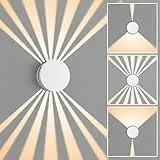 YrgePowk LED Wandleuchte Innen 360° Drehbare Wandlampe 10W Warmweiß - Wandleuchte Aussen IP65 Wasserdichte Wandleuchten Auf und ab Einstellbarer Abstrahlwinkel Wandlampen - Weiß
