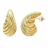 Vogem Chunky Gold Ohrringe Damen Waterdrop Ohrringe Damen Croissantbrot Ohrstecker Damen Schmuck