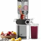 Anybear Entsafter 200W Slow Juicer mit 110 mm großem Einfüllschacht für ganze Früchte/Gemüse | Upgraded Schnecke | Tritan-Material | BPA-frei | Inkl. Saftrezepte (Silber)