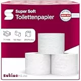 128 Rollen Toilettenpapier 3-lagig – aus 100% Zellstoff - Made in Germany - 16 Packs á 8 Rollen á 150 Blatt – für Zuhause, Hotels, Gastronomie, Gewerbe, Industrie - Satino
