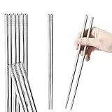 tiokin Metall-Essstäbchen 5 Paare 9,5 Zoll Premium wiederverwendbare Edelstahl-Essstäbchen 304 Koreanische Essstäbchen Quadratisch Leichtgewicht Rutschfest Essstäbchen Spülmaschinenfest