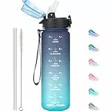 GOPPUS 500ml/17oz Kinder Trinkflasche mit Strohhalm Zeitmarkierungen Tritan Wasserflasche Kohlensäure Geeignet BPA-frei Auslaufsicher Sportflasche für Sport,Fahrrad,Uni,Outdoor Leicht, Nachhaltig