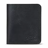 Otto Angelino Echtleder Ultra Slim Bifold Kartenhalter und Geldbörse - Unisex (Schwarz)