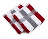 Gözze - New York Streifen Handtücher, 2er-Set, Weich und saugfähig, 100% Baumwolle, 50 x 100 cm - Bordeaux/Weiß/Anthrazit