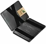 Jaimie Jacobs Flap Boy Slim ohne Münzfach Magic Wallet integrierter RFID Schutz Magischer Geldbeutel (Vegan Schwarz)
