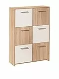 Inter Link – Kommode – Sideboard - Kommode mit 6 Türen – 2 Farbig – Melaminbeschichtet – Sonoma Eiche Nachbildung und Weiß – BxTxH: 77x30x115 cm – Egadi