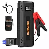 ASPERX Starthilfe Powerbank 4000A,Tragbare Auto Starthilfe für 12V-Fahrzeuge (Bis zu Alle Benzin oder 10L Diesel) mit LED Taschenlampe, Starthilfekabel und 1,4 Zoll LCD Bildschirm