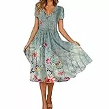 Kleider Damen Festliche Kleider Für Damen Kleider Damen Sommer Etuikleid Damen Elegant Kleid Damen Damenkleider Festlich Abendkleid Lässig Wickelkleid Elegant Strandkleid Damen（3-Mint Green,5XL）