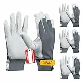 Gebol Uni Fit Comfort, 3 Paar Arbeitshandschuhe aus hochwertigem Leder, Handschuhe Herren für Bau, Mechanik & Garten, elastischer Bund & Klettverschluss, Sicherheitshandschuhe Gr. XL/10, Weiß/Grau
