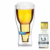 Dimono Doppelwandiges Bierglas 0,33 L Inside Out Umgestülpte Bierflasche im Glas (1 Glas)