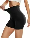 DDOBB Radlerhose Damen Kurze Shorts Sporthose Leggings Blickdicht High Waist Elastisch Unterhosen Fitness Hotpants Sommer Boxershorts(Schwarz,S-M)