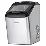 H.Koenig Eiswürfelbereiter KBP40 15 kg in 24 Stunden, Schnelle Produktionszeit 9 min, 2 Eiswürfelgrößen, Wasseranschluss möglich, Kapazität 2,8 L, Gehäuse aus Edelstahl, Eiswürfelschaufel