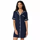 Amazon Essentials Damen Nachthemd aus Modal-Mischgewebe, kurzärmelig, Button-Down, Marineblau, Größe XL