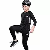 MeetHoo Thermounterwäsche Kinder, Funktionswäsche Set Junge Skiunterwäsche Sport Fußball Sportunterwäsche Thermounterhemd Thermounterhose für Kinder (8-16 Jahre)