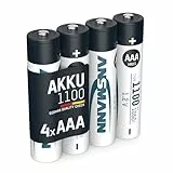 ANSMANN Akku Micro AAA 1050 mAh 1,2V, 4 Stück, wiederaufladbar, ideal für Spielekonsolen, Wireless Maus, Taschenlampen, Hochleistungsakku