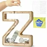 DBPBToU Spardose Kinder, Sparschwein Kinder, Buchstaben Spardose Holz, Spardose Personalisiert für Geburtstag Geschenk/Heimdekoration/Keepsake (Z)