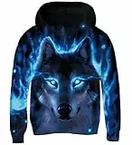 AIDEAONE Hoodie Jungen Kapuzenpullover für Jungen Pullover Wolf Sweatshirt Kinder Jungen 8-11 Jahre(XL)