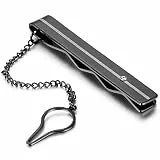JewelryWe Schmuck Herren Krawattenklammer Krawattennadel Edelstahl Tie Clip, Hochwertige, Schwarz