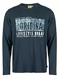 ROADSIGN australia Herren Langarmshirt mit Marken-Print Blue, XL