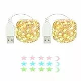 2 Stück LED Lichterkette, 100LED 10M / 34Ft USB lichterkette außen/innen Wasserdichte für Schlafzimmer, Hof, Hochzeit, Weihnachten, DIY etc (Warmweiß)