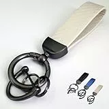 JSYDMA Auto Schlüsselanhänger für Ford Mustang GT, Schlüsselanhänger Leder mit 1 D-Ring, 1 Schraubendreher, Keychain für Familie, Freunde,C-White