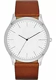 Skagen Herrenuhr Jorn, Dreizeiger Uhrwerk, 41mm Silbernes Edelstahlgehäuse mit Lederarmband, SKW6331