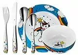 WMF Einhorn Kinder Geschirrset 6-teilig, Kindergeschirr mit Kinderbesteck Edelstahl, 3-9 Jahre, Cromargan poliert, spülmaschinengeeignet