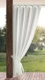 Eurofirany Garden Outdoorvorhäng mit Schlaufenschal- 1 STK. Abnehmbaren Schlaufen, Sonnenschutz Sichtschutz Winddicht Wasserdicht Vorhäng für Pavillon Terrasse Pergola, 155x220 cm, Weiß