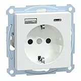 Schneider Electric Merten Schuko-USB-Steckdose, USB-Typ A+C, System M, Unterputz, aktivweiss, Artikelnummer MEG2367-0325, 1 Stück