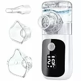 Inhalationsgerät, Inhaliergerät für Erwachsene Kinder, Leiser Vernebler mit Einstellbarem Sprühnebel,Selbstreinigungsfunktion,Countdown-Timer, 1–5 µm Partikel&USB‑C Inhalator mit Mundstück 2 Masken.
