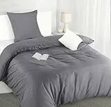 Utopia Bedding Bettwäsche 135x200 Set - Mikrofaser Bettbezug 135x200 cm + 1 Kissenbezug 80x80 cm - Grau