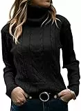 GeGekoko Pullover Damen Rollkragenshirt Cable Knit Elegant Langarm Tops Lose Grobstrick Casual Weich Jumper Sweater