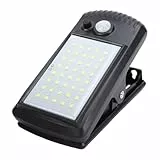 Elprico Clip-On-Solarleuchten für den Außenbereich, 40 LEDs, Bewegungsmelder-Leuchten, IP65 Wasserdichte Sicherheitsleuchte für Zaun, Wand, Garage, Terrassenschirm, Camping (1 Packung)