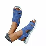 Damen Sandalen Flach Klettverschluss Bequem Sandaletten Sommer Vintage Elegant Schuhe Leichte Walkingschuhe Stretch Fly Woven 2025 Neu