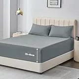 Aisbo Spannbettlaken 180x200cm Bettlaken Boxspringbett - Bett Laken Grau 180x200 aus Premium Mikrofaser, weiches Spannbetttuch 180 x 200 Hellgrau Steghöhe 40cm für Wasserbett Bed Fitted Sheet